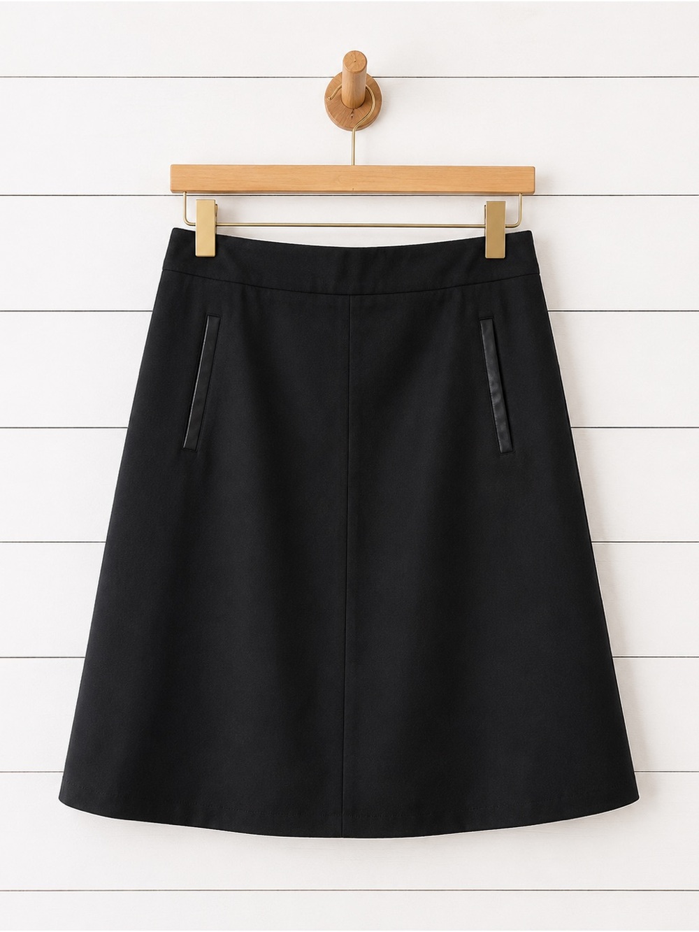 🖤 Banana Republic Black A-Line Skirt with Faux-Pocket Trim 6